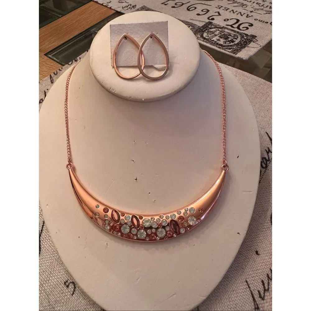 New Rose tone necklace & earring set